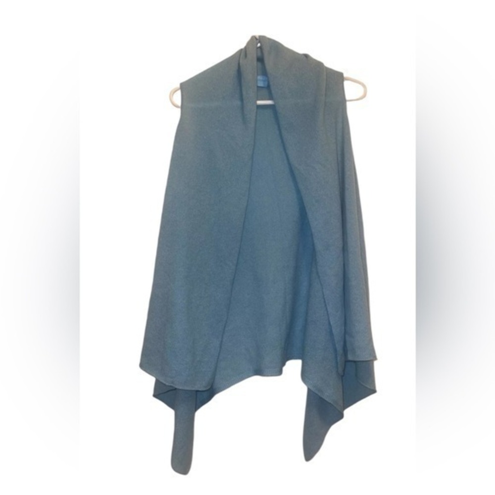J. Mclaughlin Ruwana wrap 100% Cashmere Saxe Blue Sleeveless Cardigan XS/S
